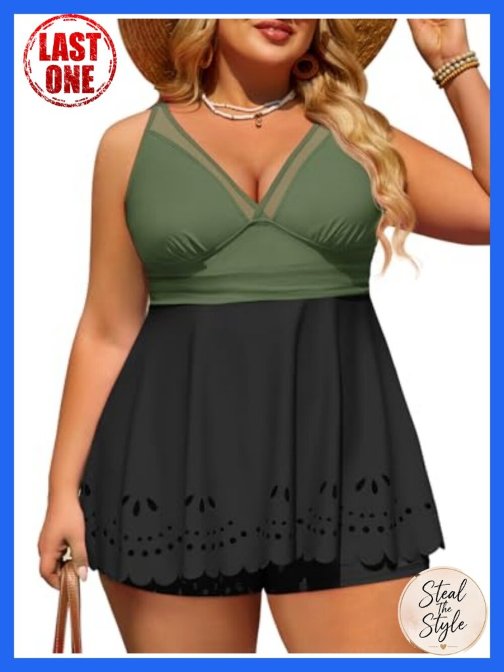 Plus Size Two Piece Tankini Swimsuit Modest Full Coverage Swim Dress Tummy
